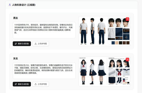 专业角色三视图设定参考图 效果图