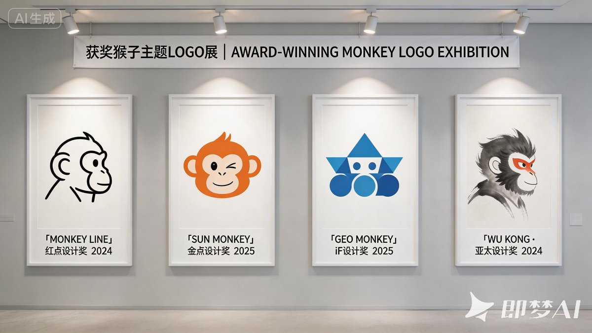 荣耀之墙：获奖猴子标志设计展 效果图