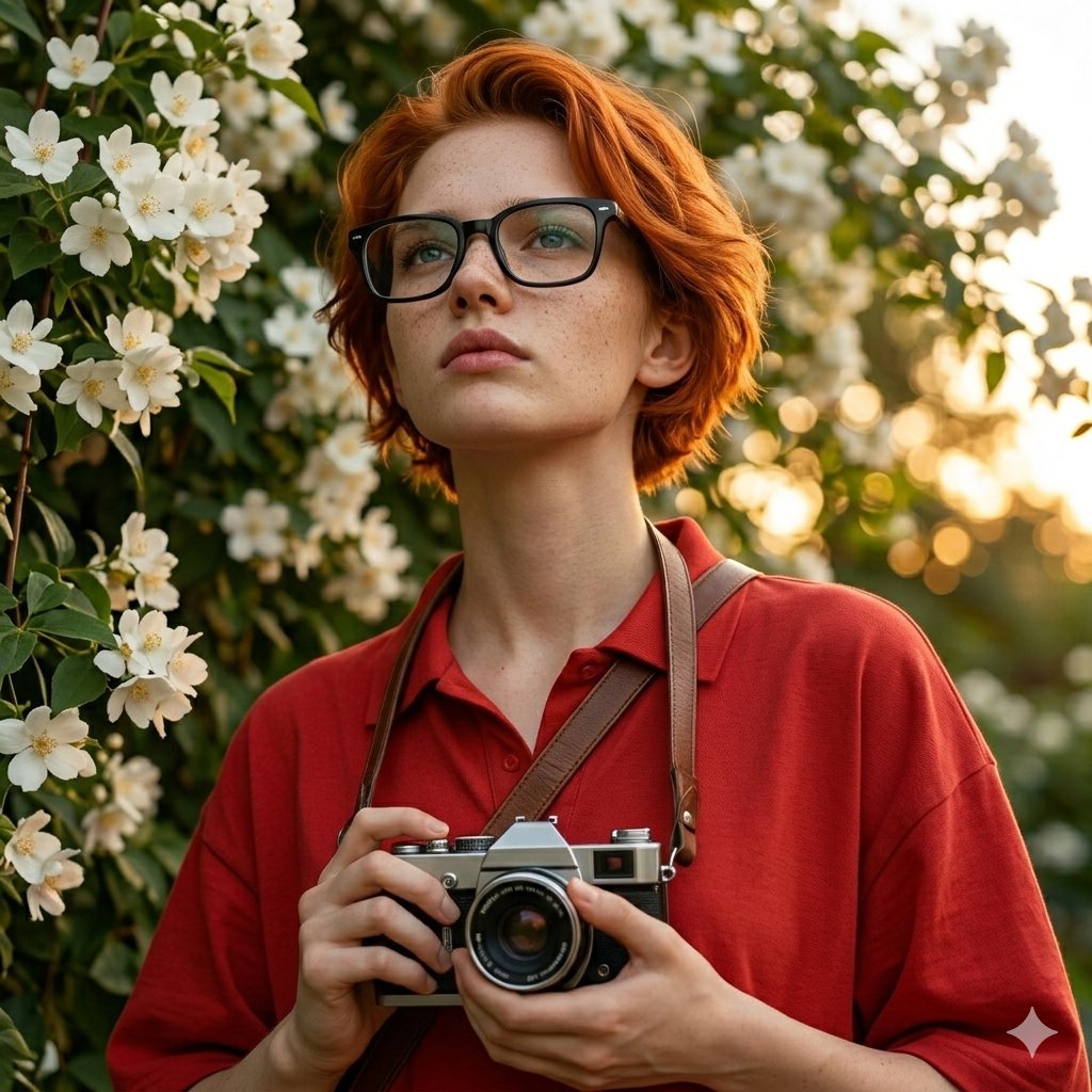 白花簇拥的文艺胶片少女 效果图