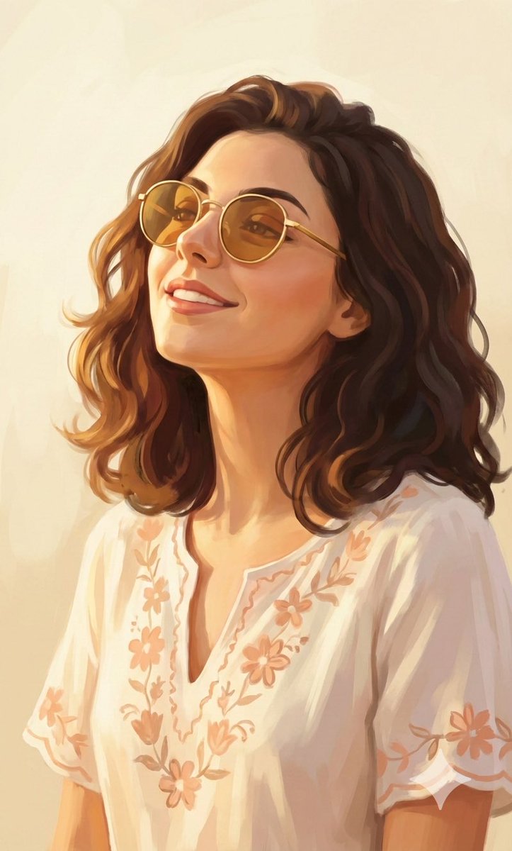 沐浴金阳的复古墨镜少女 效果图