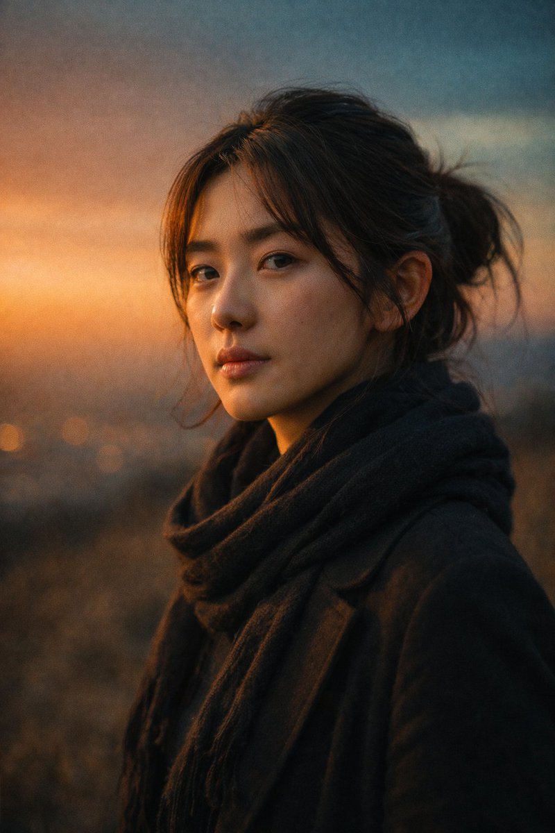 电影感日落下的东方少女侧颜 效果图