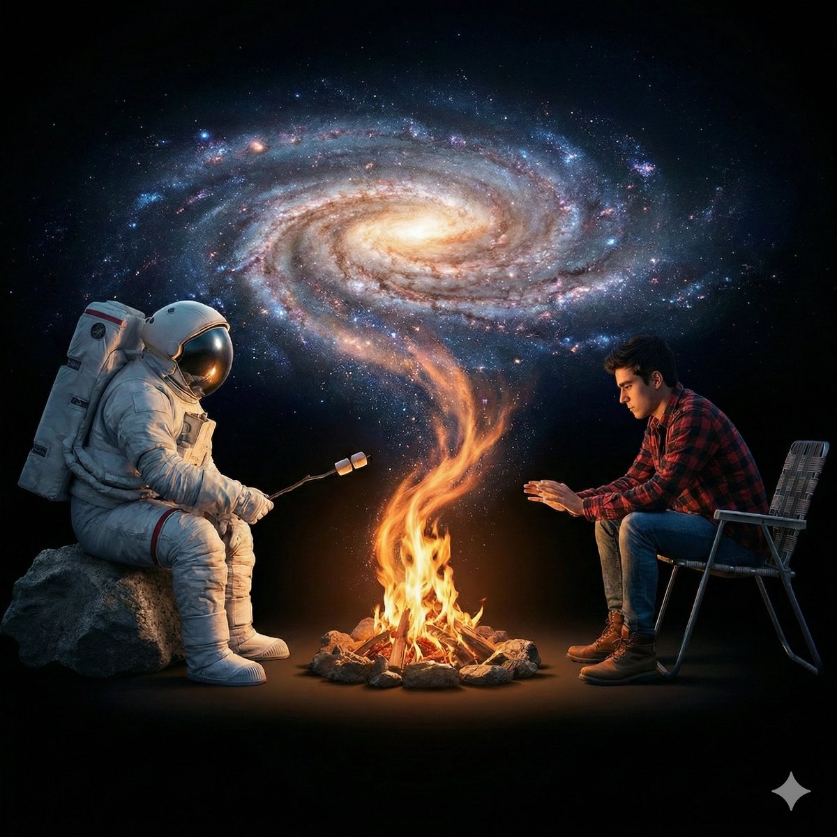 篝火化作星河，宇航员与青年的宇宙奇遇 效果图