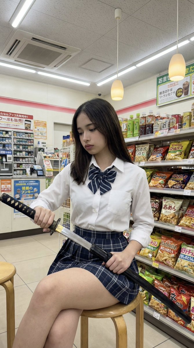便利店里的持刀JK少女 效果图
