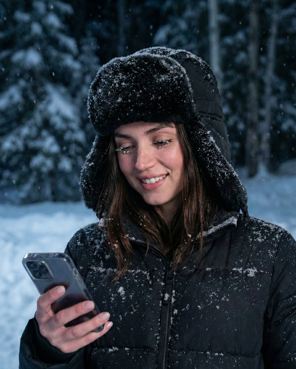 寒夜暴雪中的电影感人像 效果图