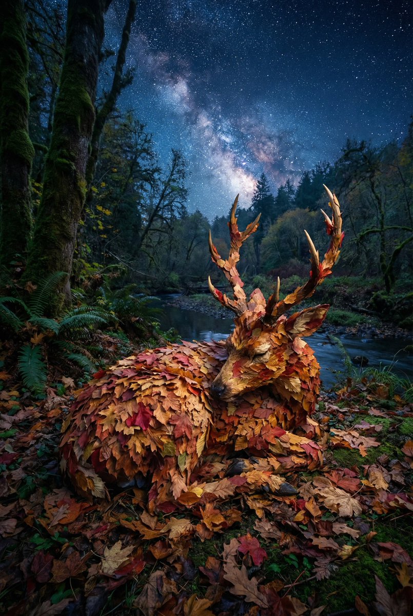 繁星月光下的秋叶幻鹿 效果图