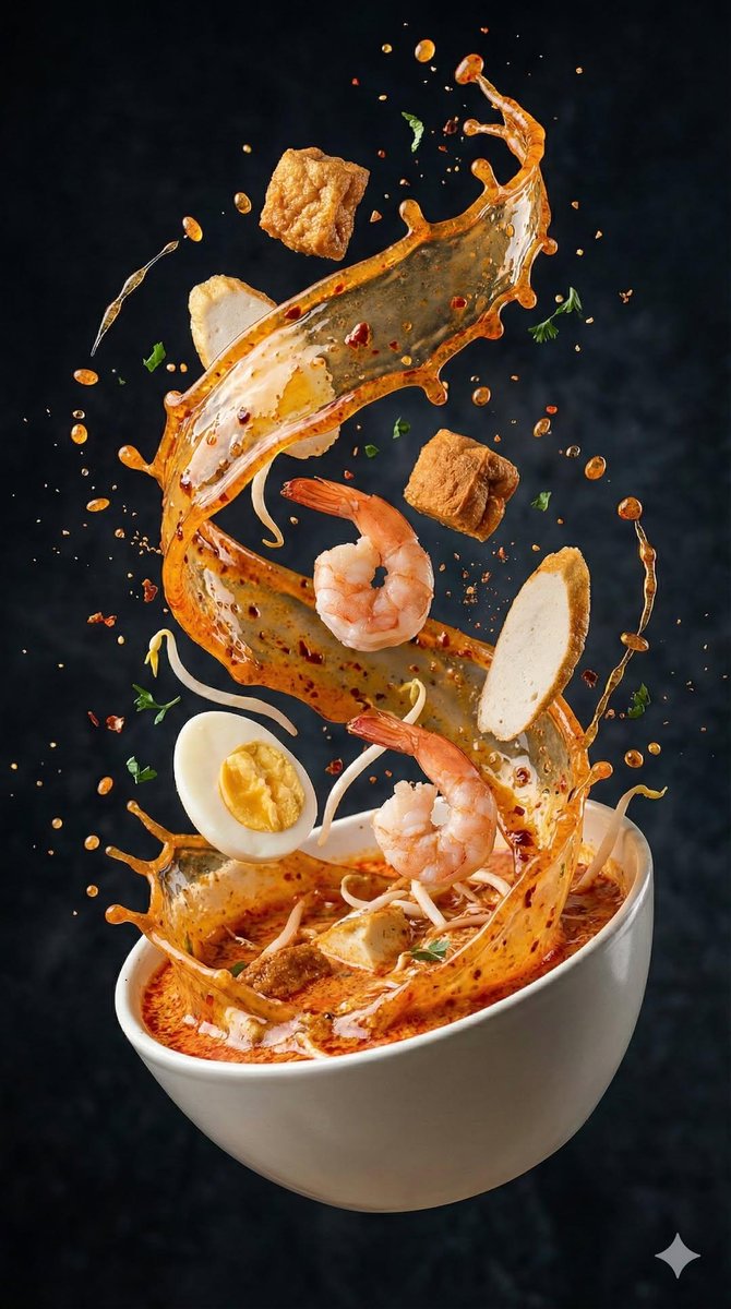 亚洲浓汤食材腾空飞溅瞬间 效果图