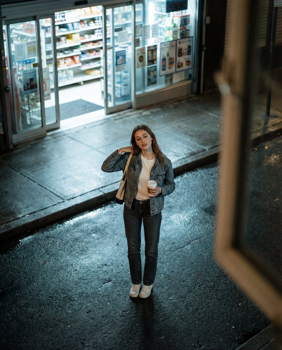 深夜便利店前的胶片感少女 效果图