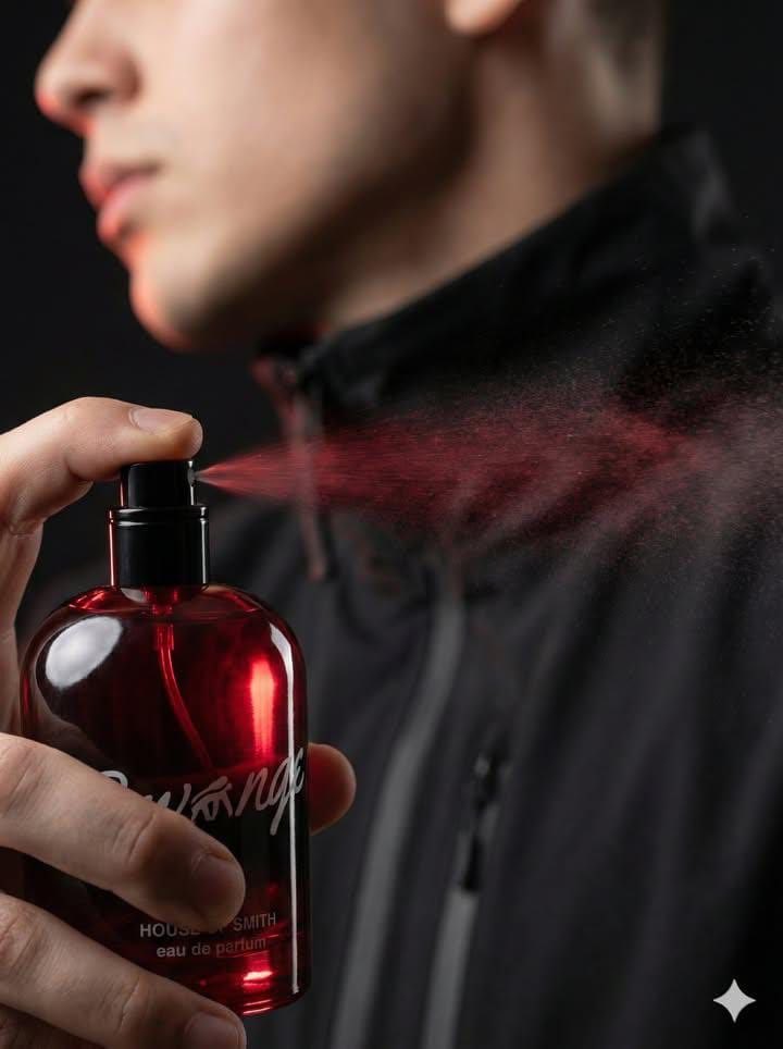 潮男手持红色香水的商业大片 效果图