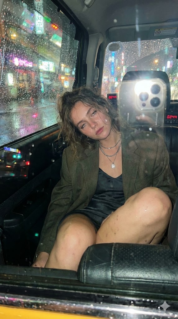 雨夜出租车里的慵懒迷人少女 效果图