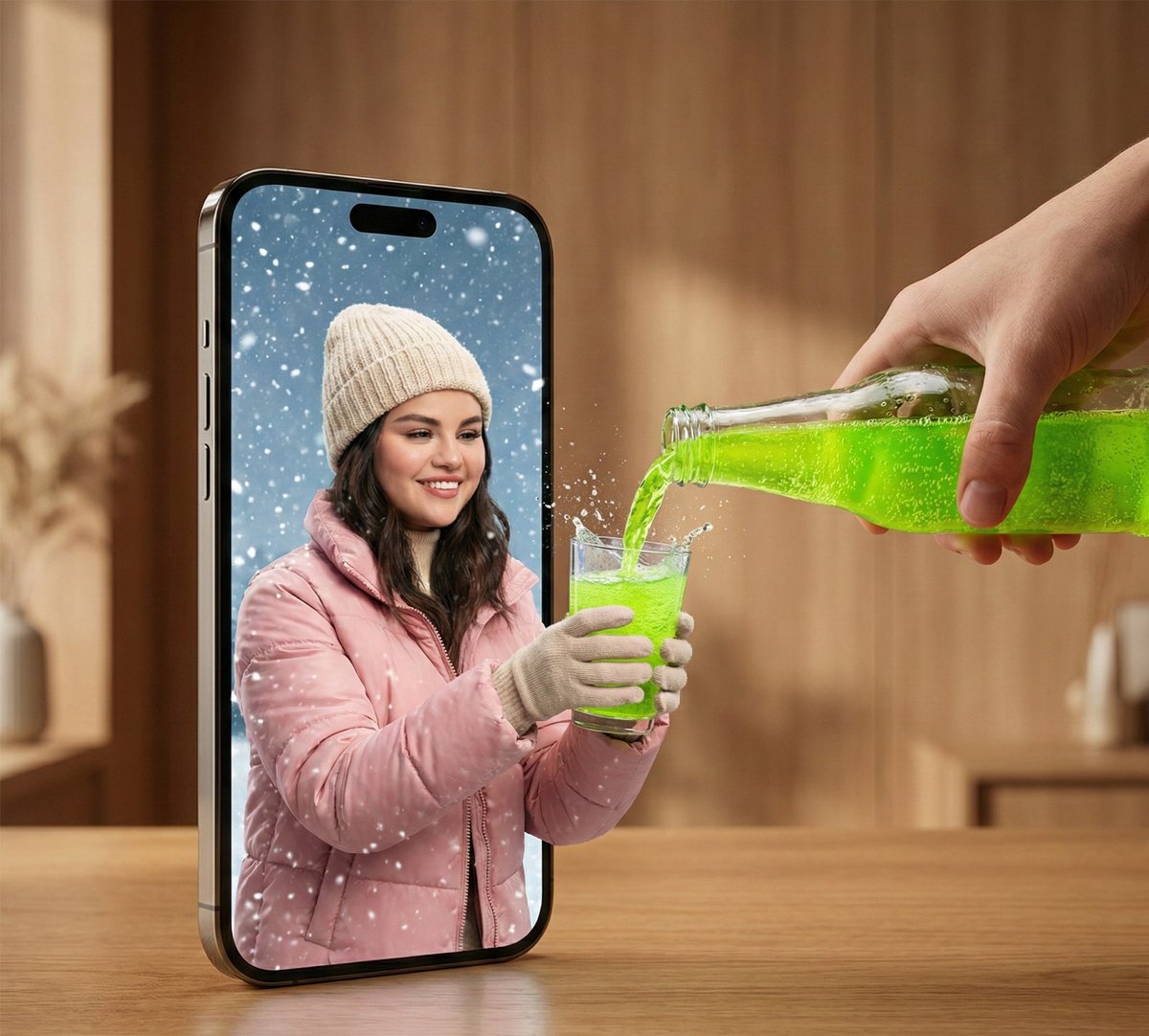 跨越屏幕倒进冰雪世界的荧光汽水 效果图