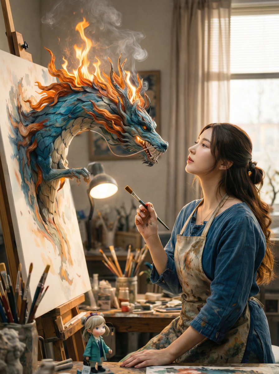 画布中跃出的东方幻龙 效果图