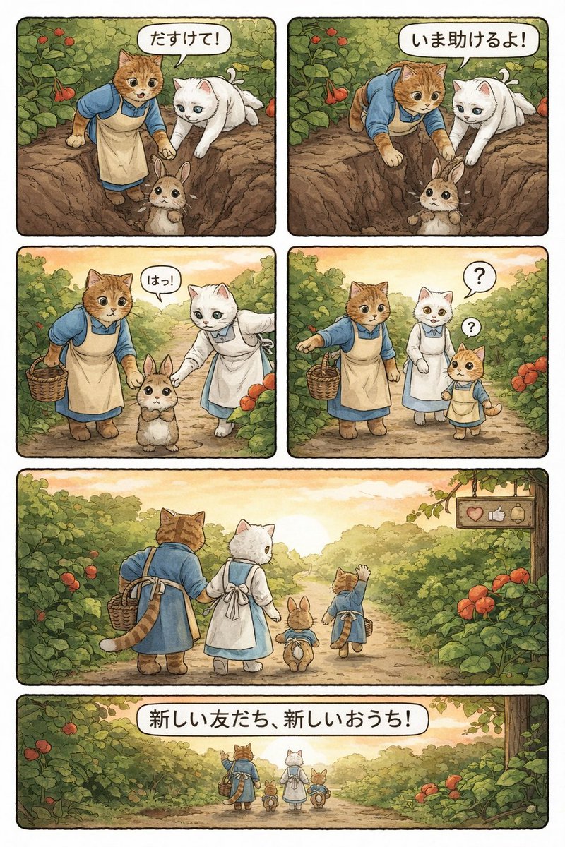 Kling视频秒变四格漫画 效果图