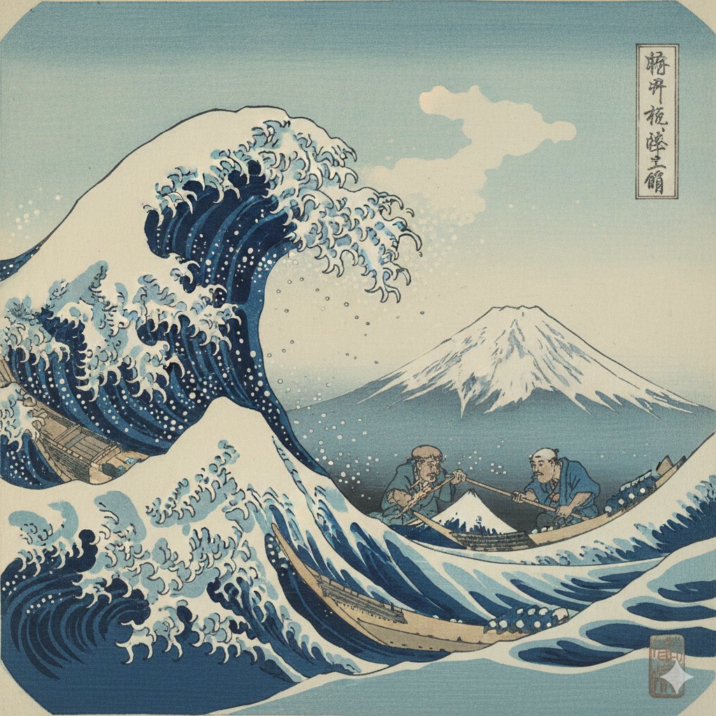 致敬北斋的浮世绘木版画 效果图