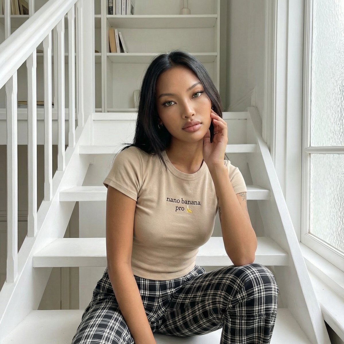 晨光白阶绿眼少女杂志写真 效果图