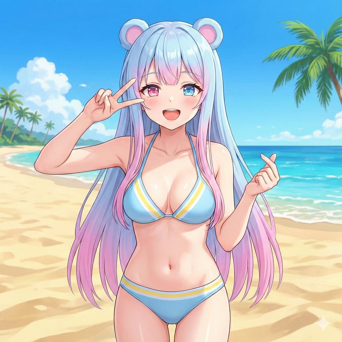阳光沙滩上的比基尼少女 效果图