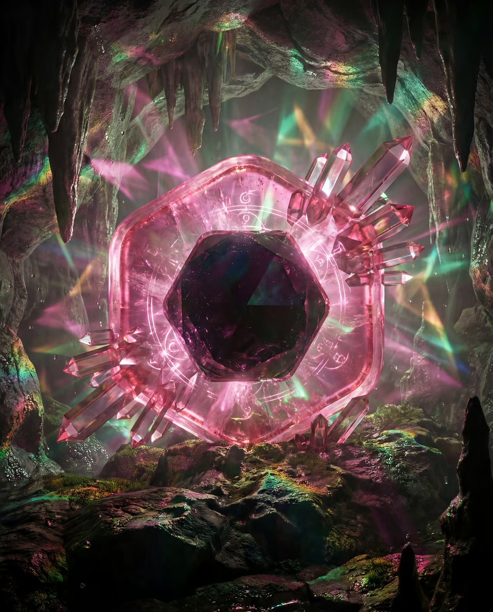 幽暗洞穴中生长的奇幻棱镜水晶 效果图