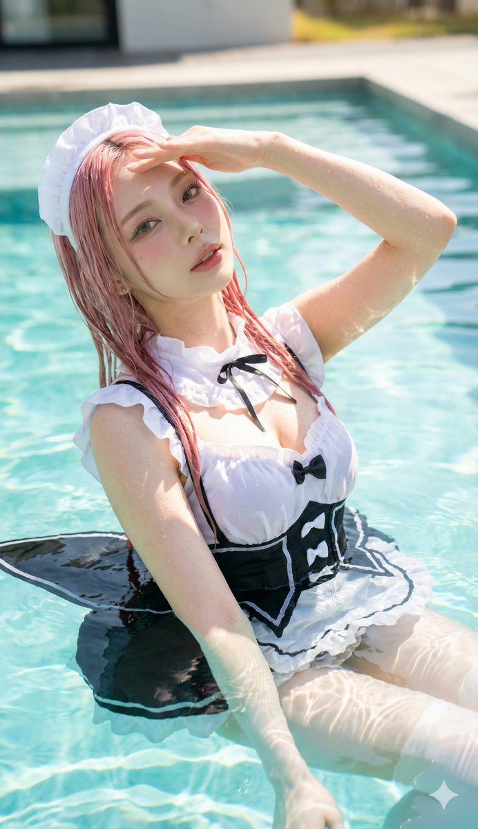 泳池碧水中的湿身蕾姆女仆 效果图