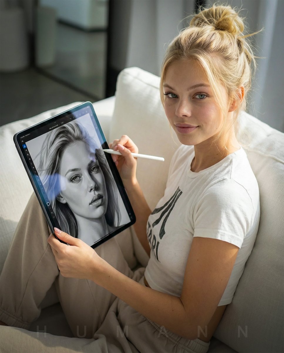 极致写实的沙发iPad创作人像 效果图
