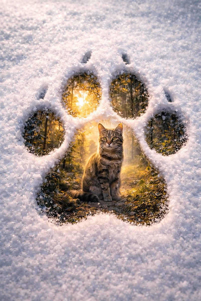 踏雪留痕：脚印中的微观秘境 效果图