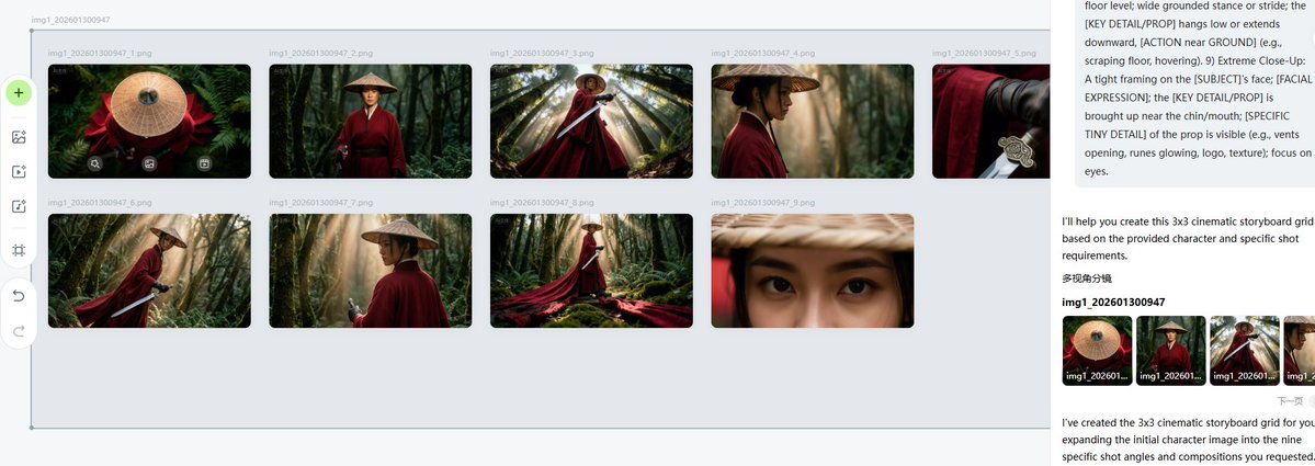 晨雾森林中坚毅的东方红衣女战士 效果图