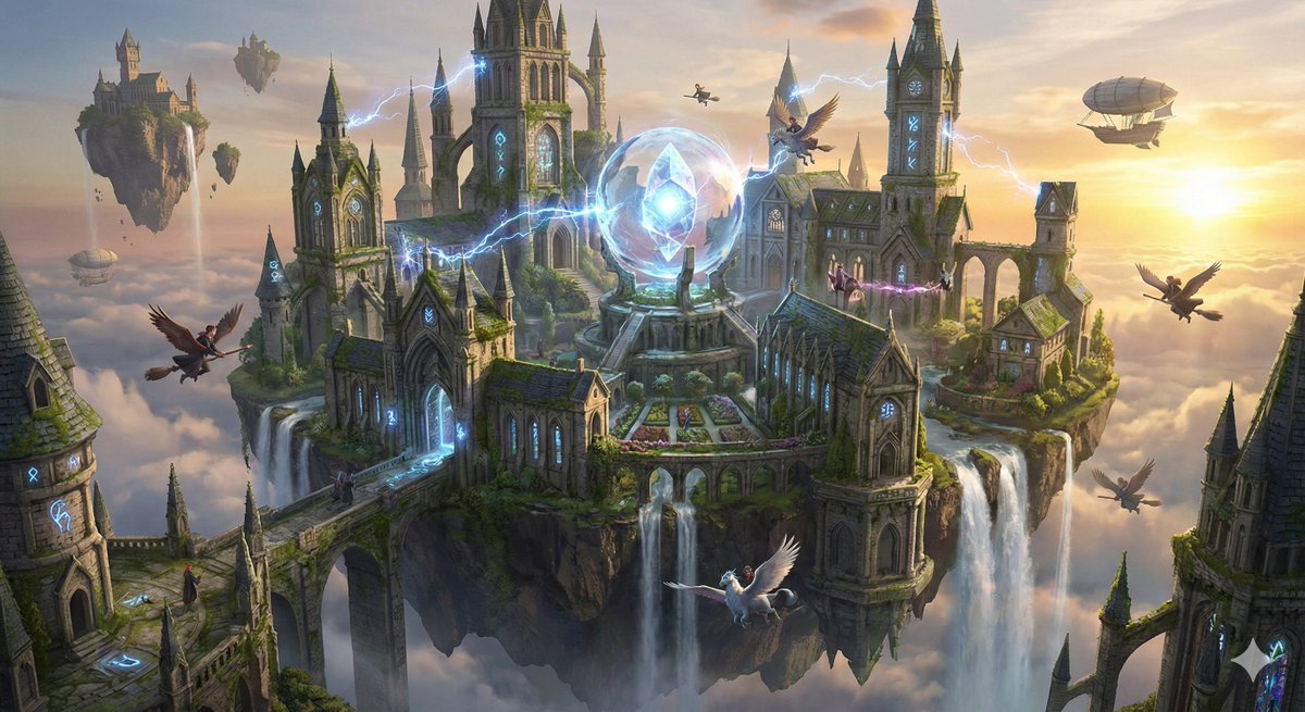 云端之上悬浮的神秘奥术魔法学院 效果图