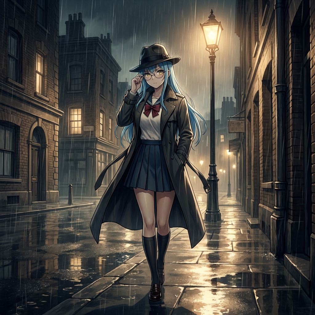 霓虹雨夜中无法掩盖的真相与侦探之眼 效果图