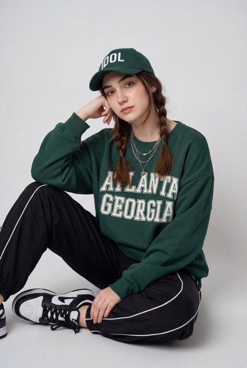 身穿深绿卫衣的慵懒随性街头风少女写真 效果图