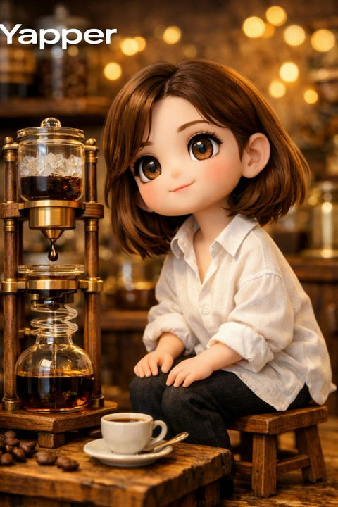 暖调复古咖啡馆微缩世界里的治愈系少女 效果图