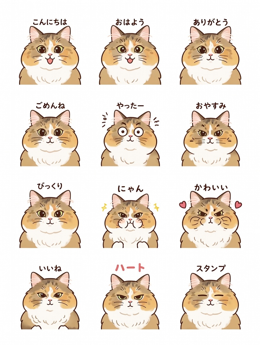 十二款带文字的猫咪角色表情包合集 效果图