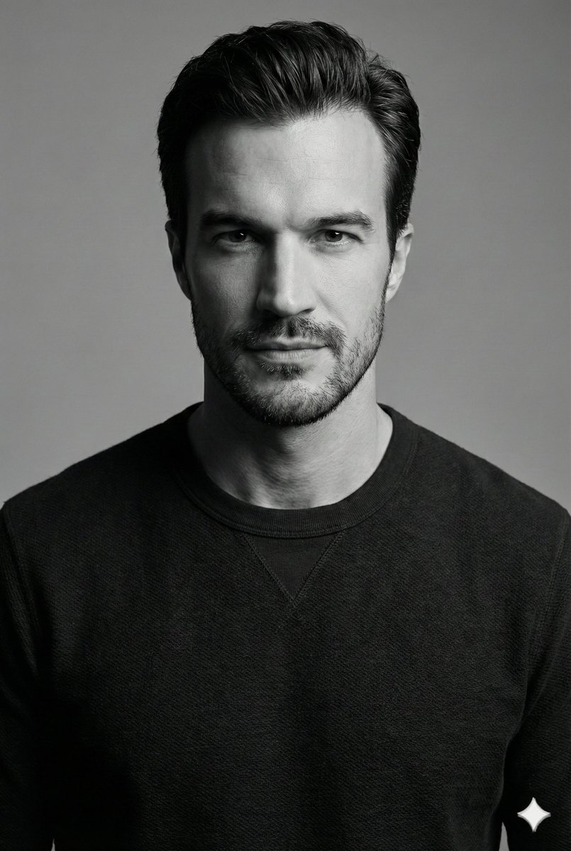 光影雕刻的黑白质感男士肖像 效果图
