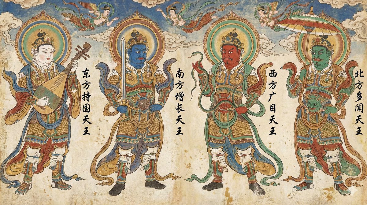 敦煌遗韵：威严赫赫的四大天王全景图 效果图