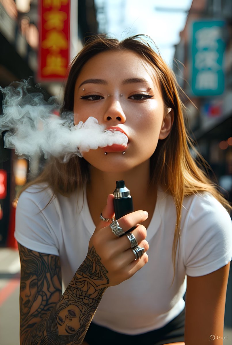 东京后巷阳光下吞云吐雾的纹身辣妹 效果图