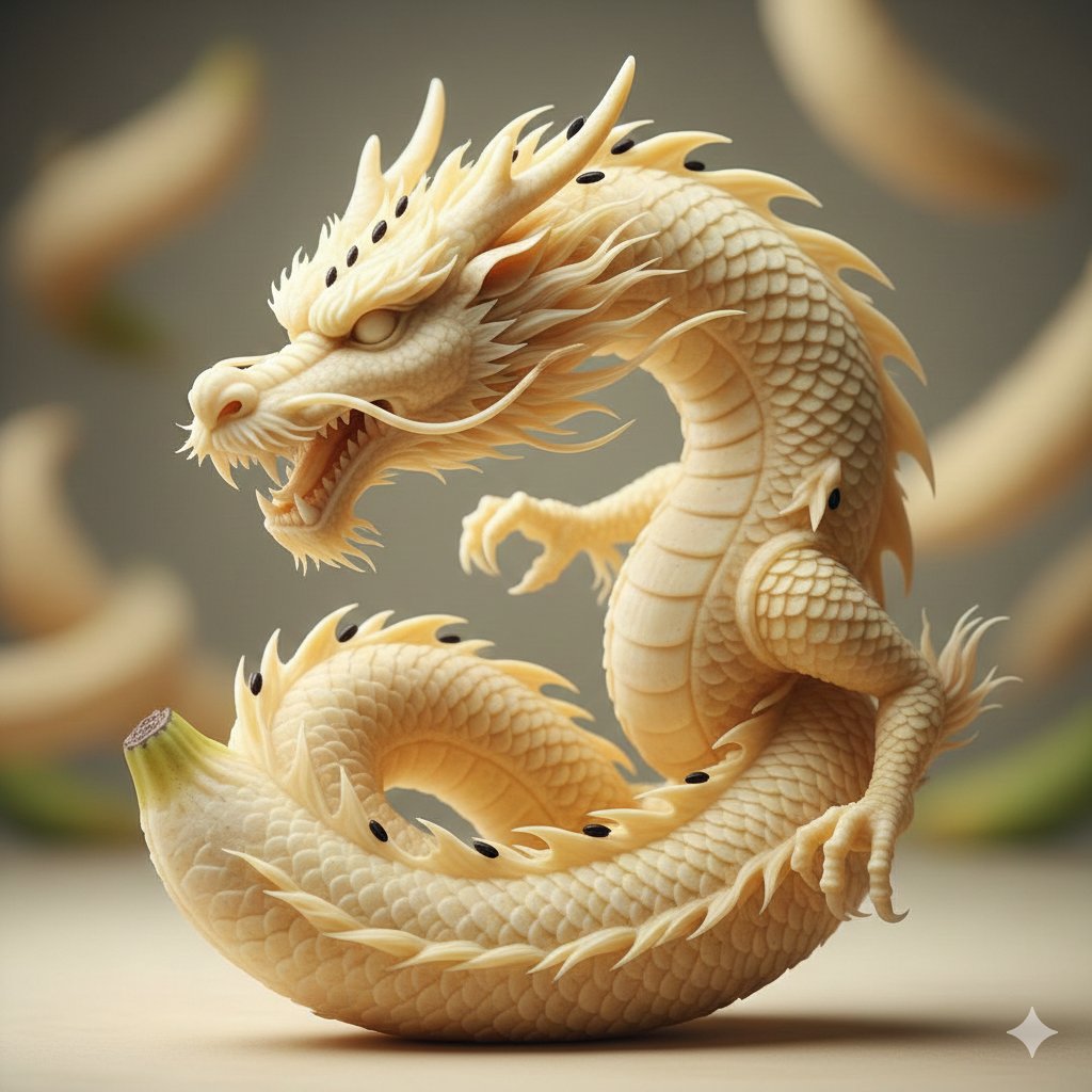 令人惊叹的超写实整根香蕉雕刻艺术 效果图