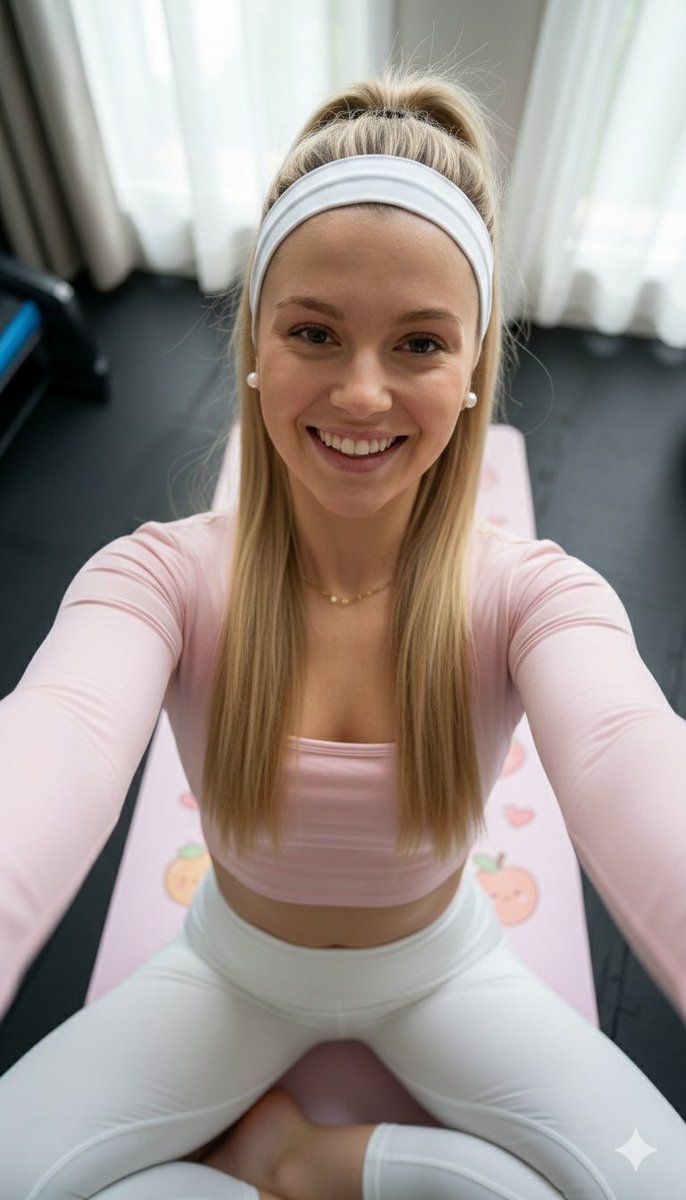 俯拍视角下粉嫩甜美的瑜伽少女自拍 效果图