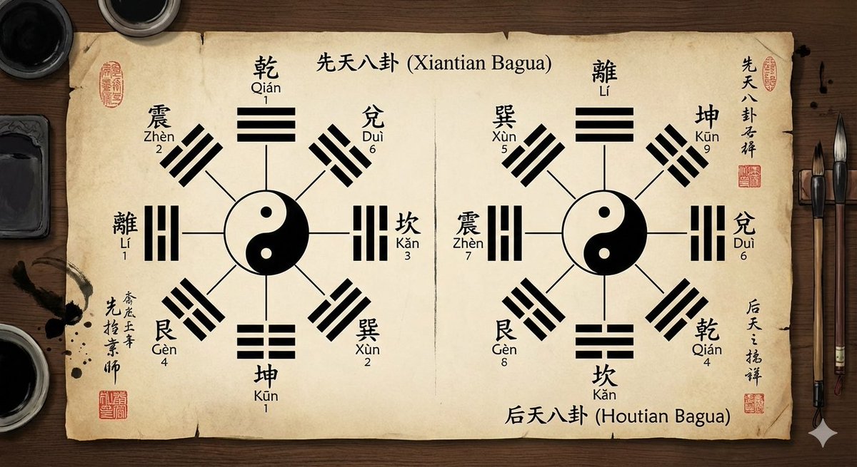 泛黄古籍风先天与后天八卦精准复刻 效果图