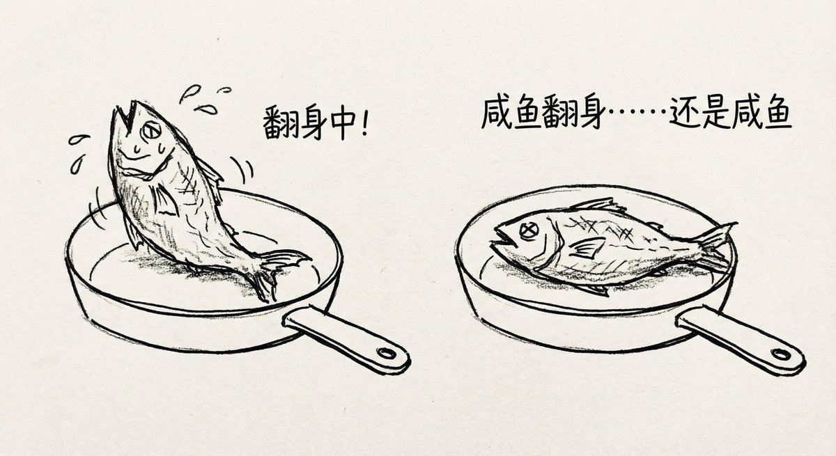 咸鱼翻身依然是咸鱼的扎心手绘 效果图