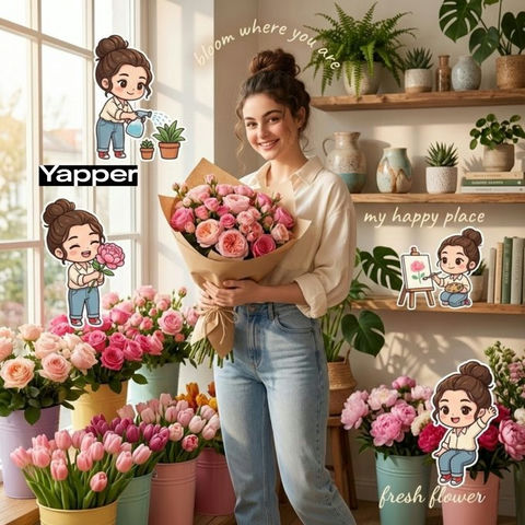 阳光花店与Q版少女的温馨写真 效果图