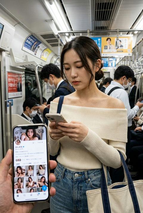 虚实交错：地铁偷拍推特网红的真容 效果图
