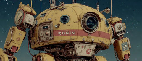深空星云下的RONIN黄色侦察机器人 效果图