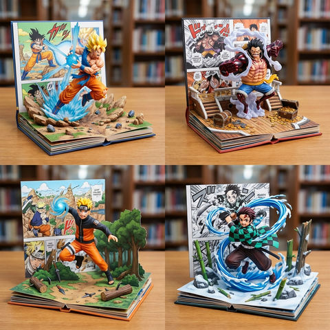 立体书风格的漫画角色3D模型艺术 效果图