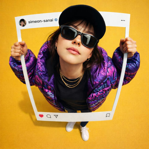 人物从Instagram帖子边框中破壁而出 效果图