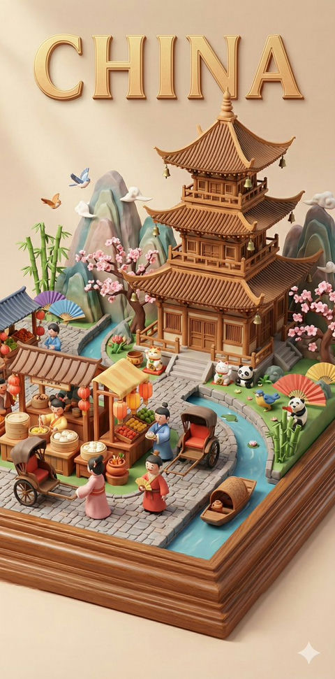 精致多层3D浮雕文化市井微缩模型 效果图