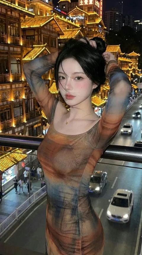 抖音风洪崖洞写实少女 效果图