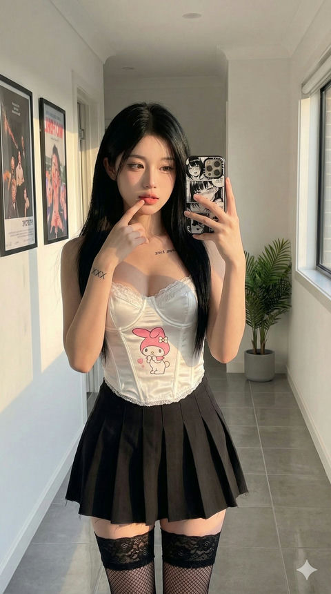 缎面粉色卡通少女写真 效果图