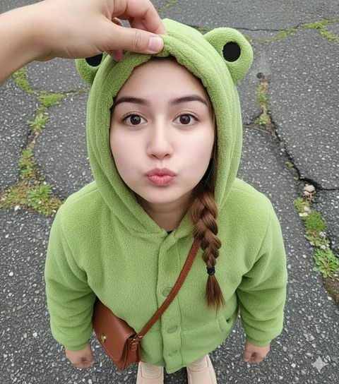 撅嘴圆脸高角度萌照 效果图