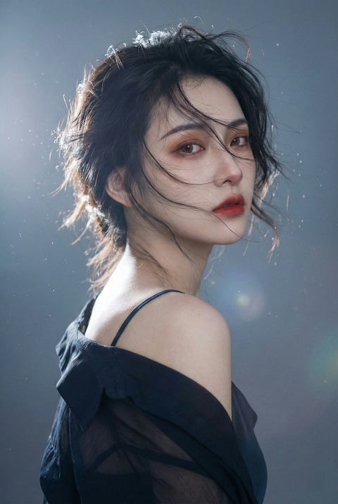 风掠青丝眸藏孤影写真照 效果图