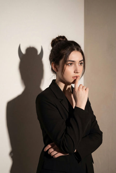 黑衣女子与恶魔影迹的心理肖像 效果图