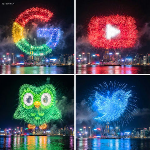 城市景观上空绽放的壮观烟花照片 效果图
