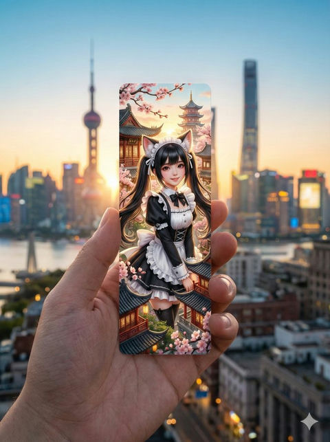 一只人的手握着一枚细长狭长的竖版模切书签 效果图