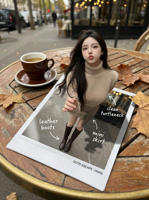 女子仿佛从刚冲洗出来的照片中浮现出来 效果图